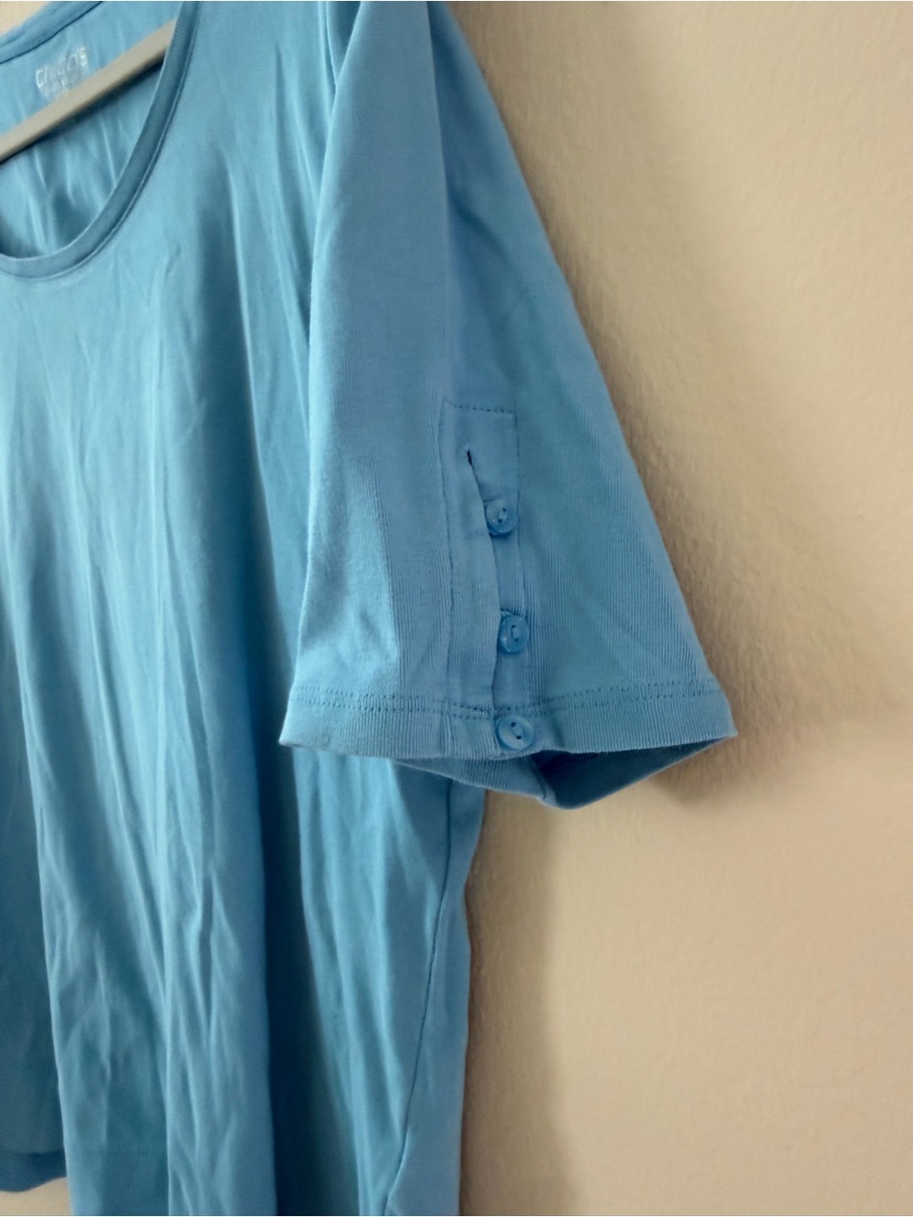 Chico's Scoop Neck Short Sleeve Tee in Bright Blue - Picture 4 of 5